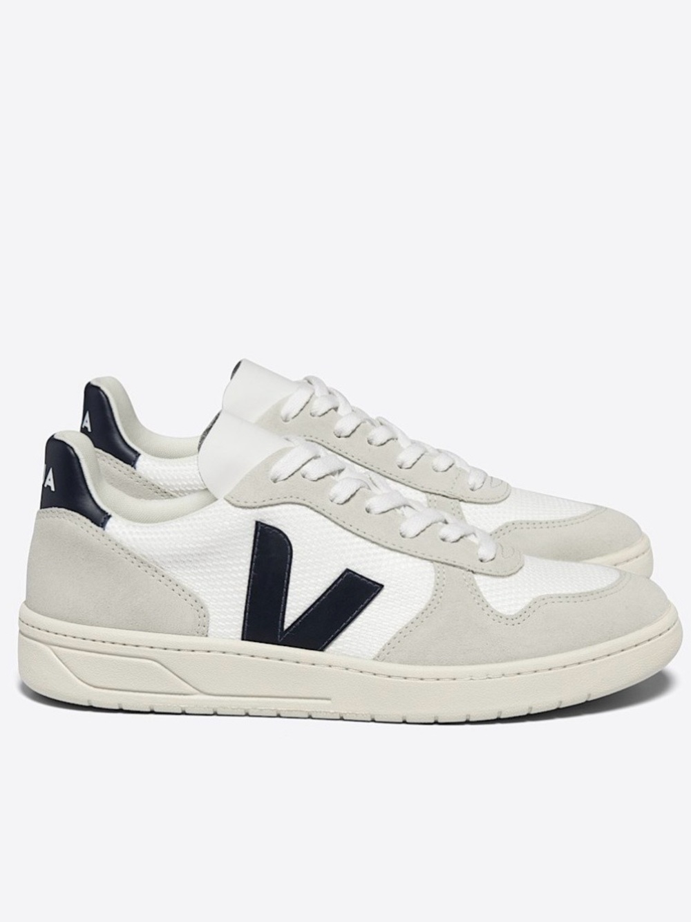 Veja White, Beige & Navy Low-Top Sneakers
